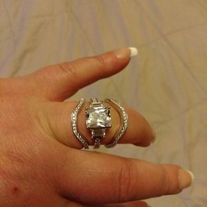 3 piece cubic zirconia wedding set